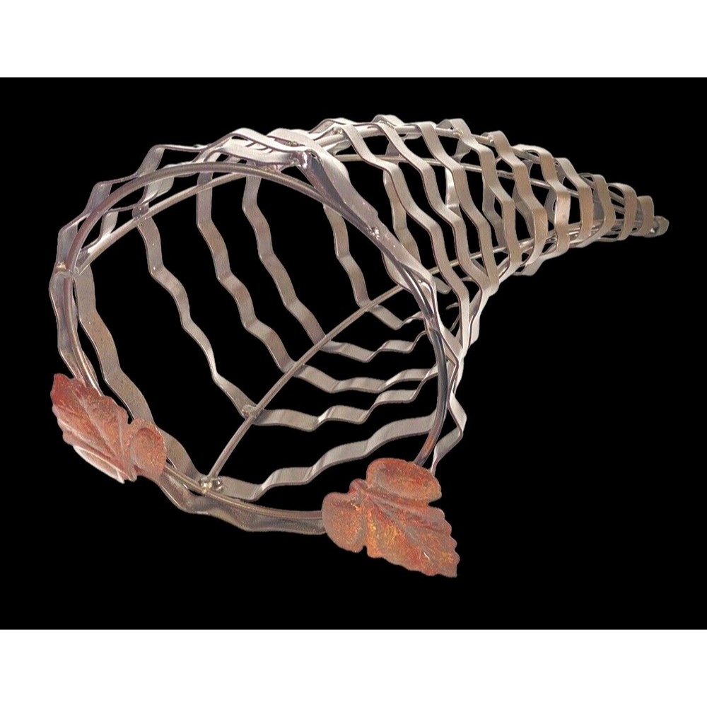 20" Wrought Iron Metal Thanksgiving Cornucopia Horn Of Plenty Autumn Harvest